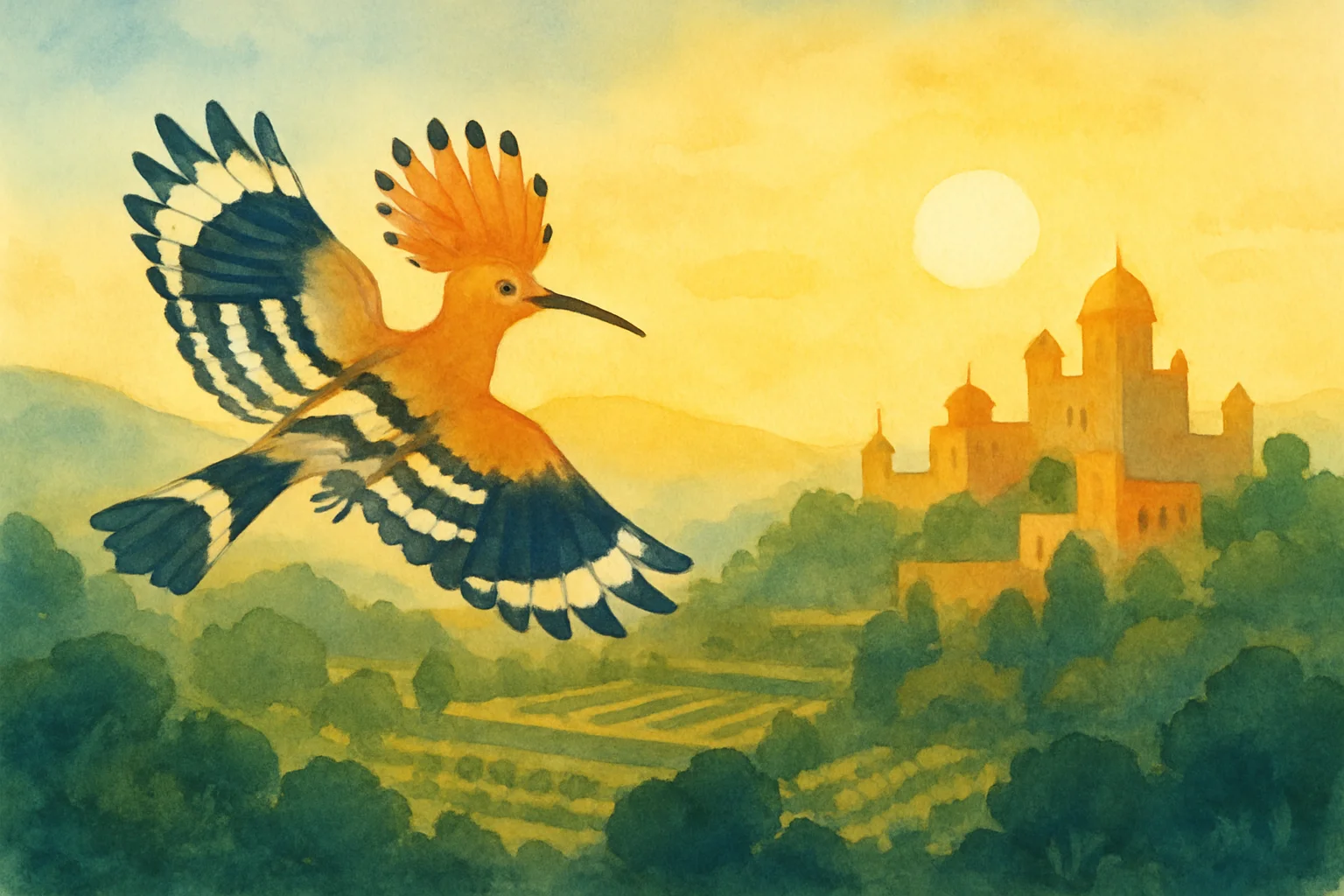 Illustration for The Hoopoe's Big News